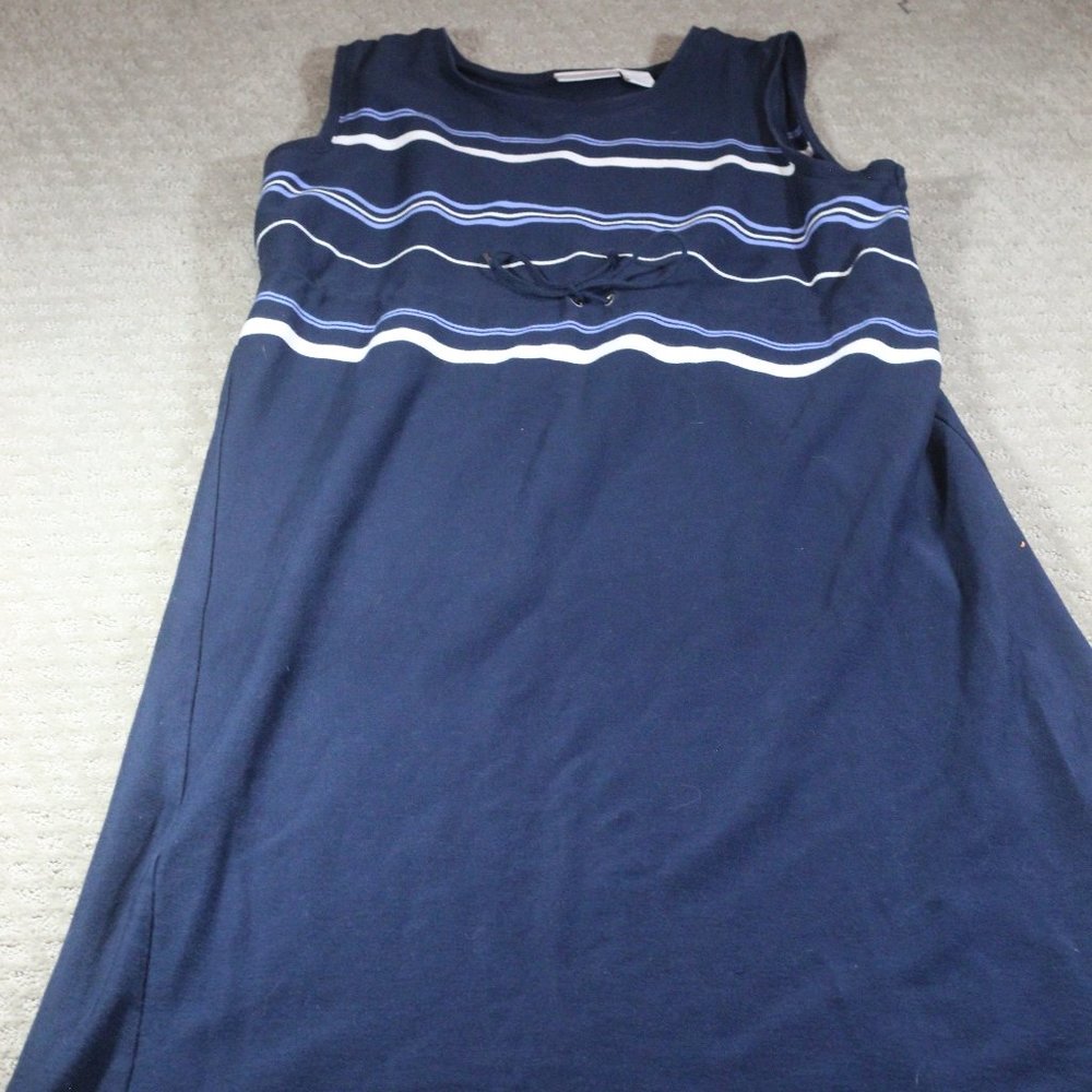 Elisabeth by Liz Claiborne Size 16 Navy Blue Knit Dress with Drawstring Waist